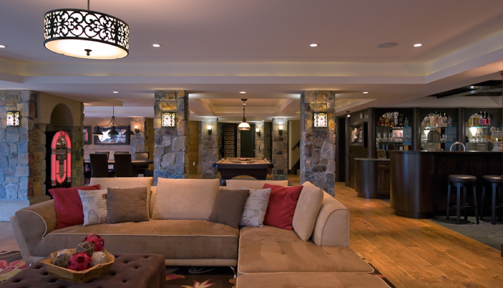 Luxury basement remodel view