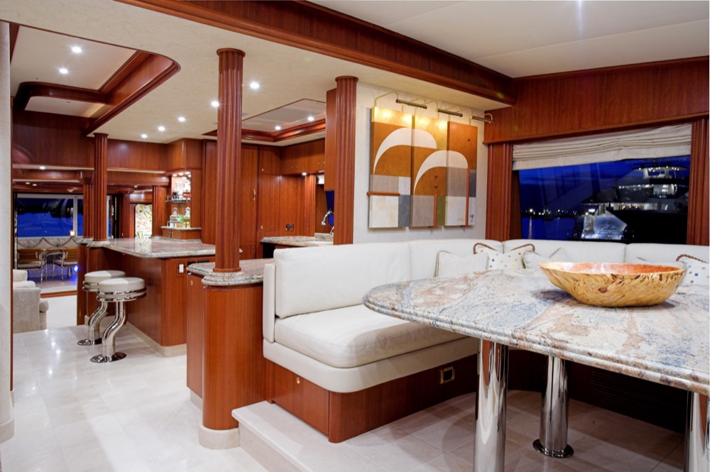 Interior of new 90 foot luxury motor yacht view